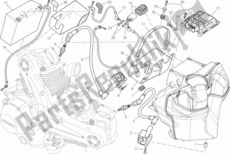 Todas as partes de Bateria do Ducati Monster 796 ABS USA 2013